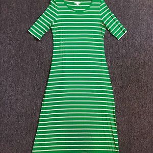 Kelly Green and white Stripe Maxi Dress